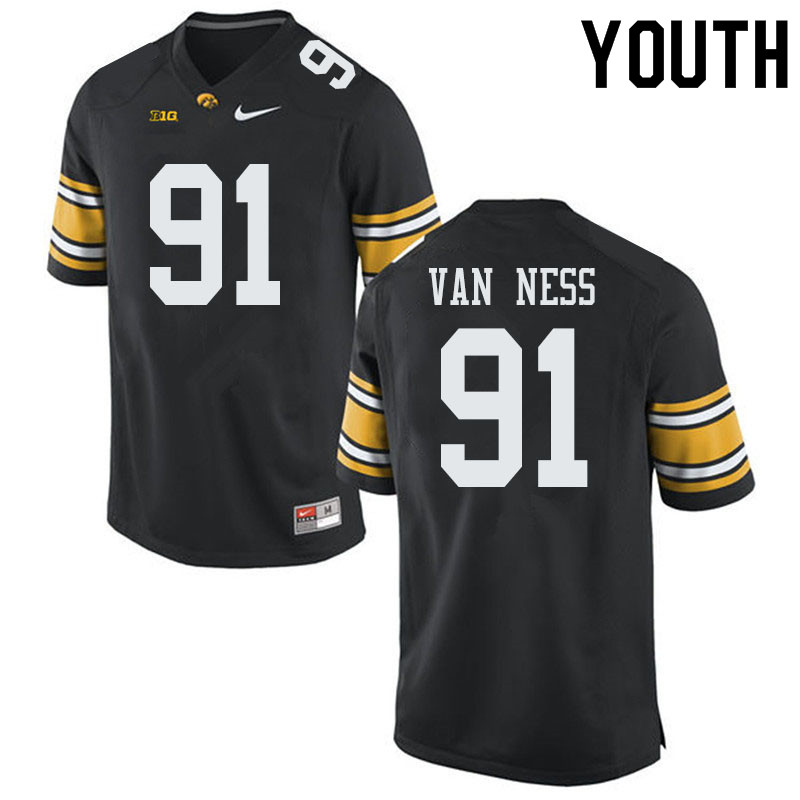 Youth #91 Lukas Van Ness Iowa Hawkeyes College Football Jerseys Sale-Black - Click Image to Close